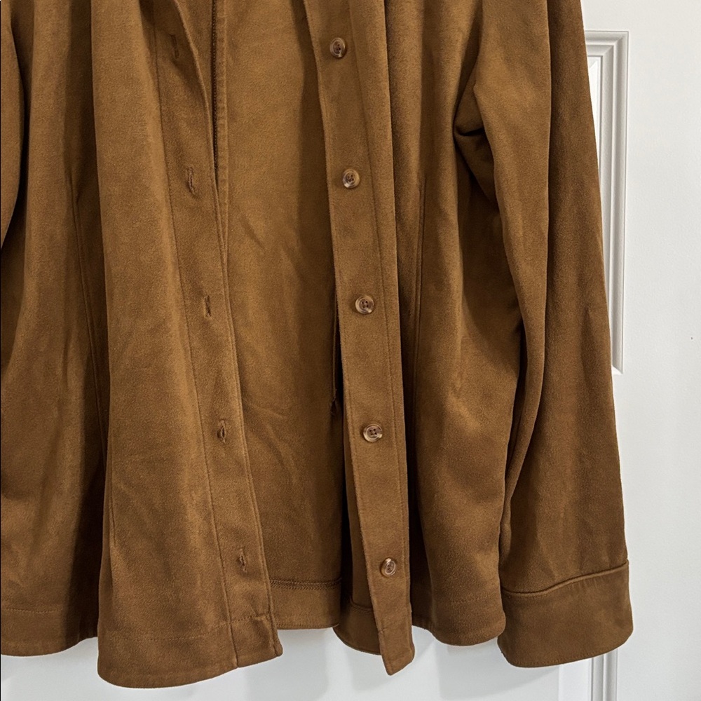 Vegan suede Banana Republic brown faux suede shirt jacket very soft size L - Picture 4 of 5